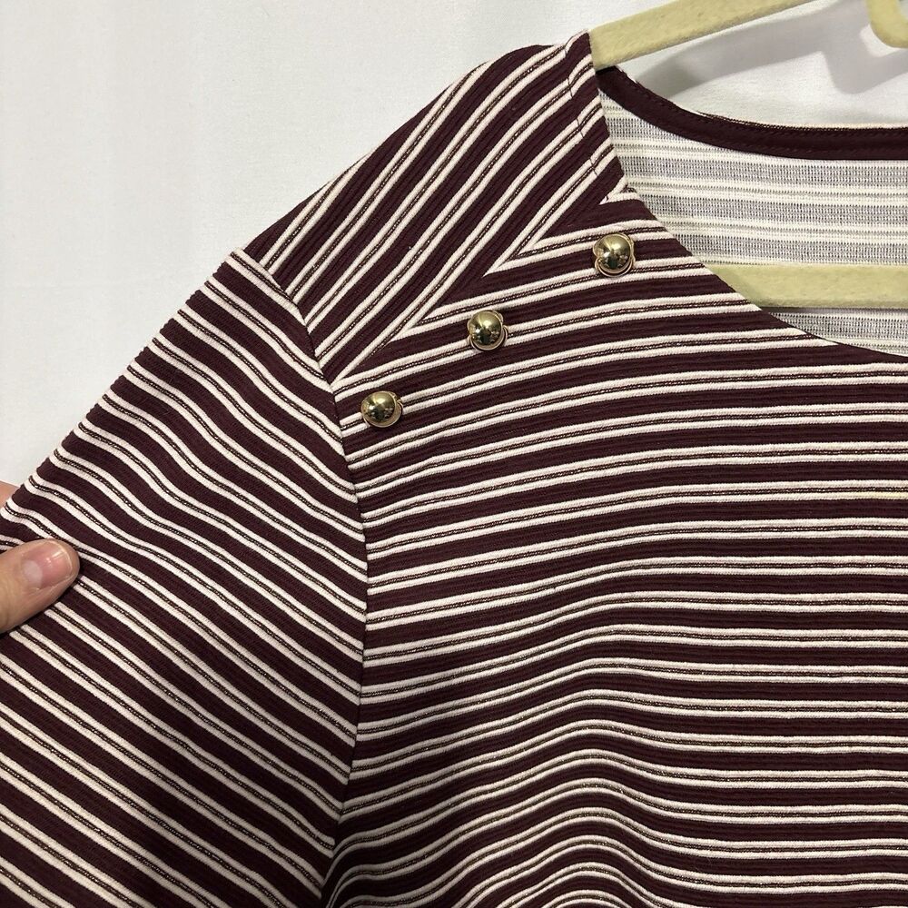 Talbots Striped Knit Top sz 3X Long Sleeve Ruffle Cuff Nautical Preppy Classic - Picture 3 of 7
